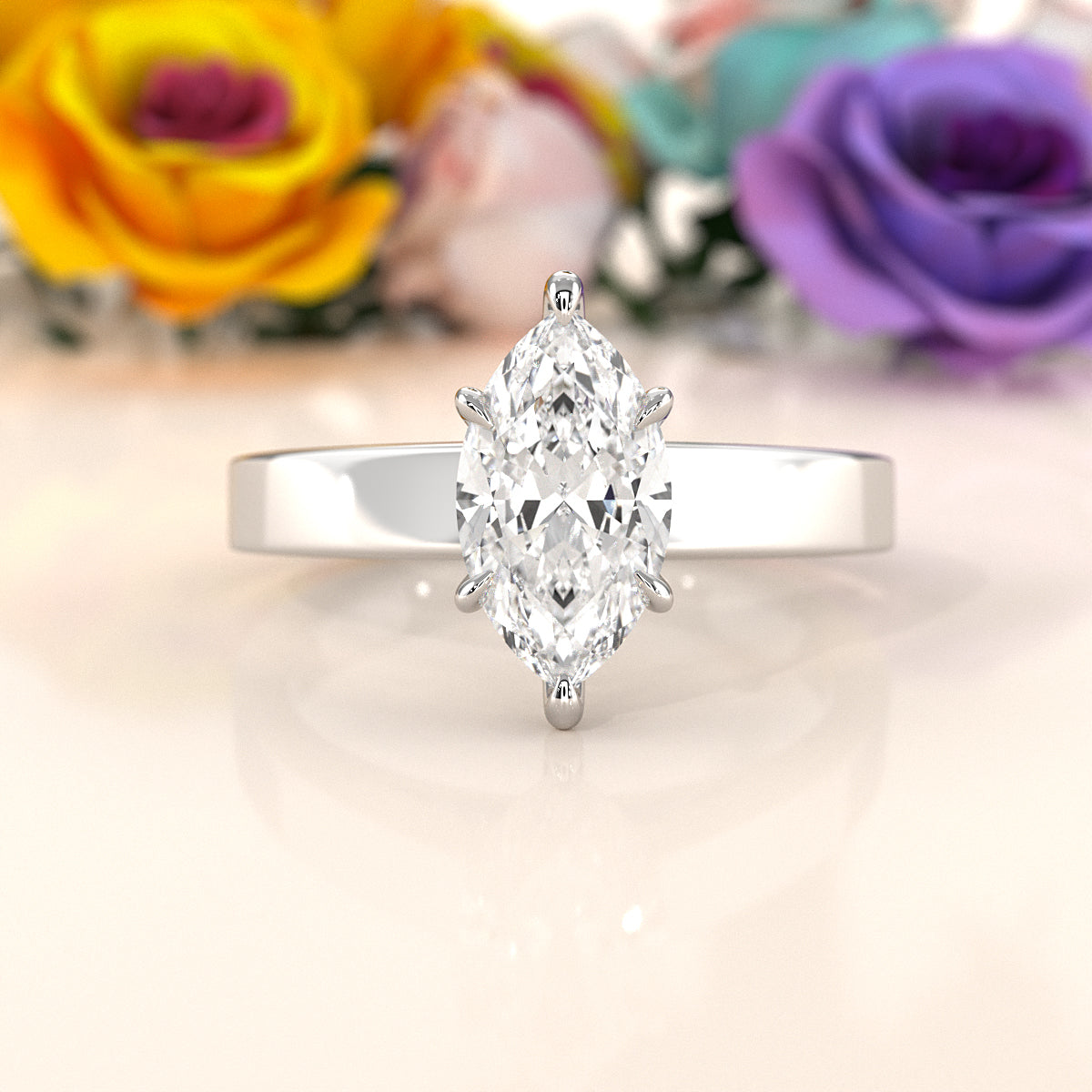 3.5mm Cathedral Style Flat Edge Solitaire Lab Grown Diamond IGI Certified Engagement Ring 4g Setting 1.00 Ctw.